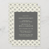 Moderne Schwarz-weiß Geometrische Deko-Graduierung Einladung (Vorne/Hinten)