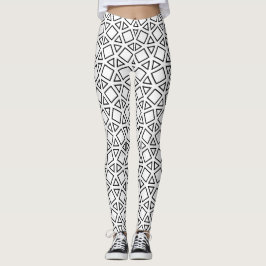 Moderne Schwarz-Weiß-Geometrische Dreiecks-Muster Leggings