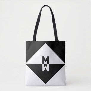 Moderne Schwarz-Weiß-Geometrische Formen Tasche