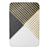 Moderne Schwarz-weiß geometrische Goldrapare Badematte (Vorderseite Vertikal)