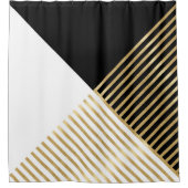 Moderne Schwarz-weiß geometrische Goldrapare Duschvorhang (Vorderseite)