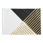 Moderne Schwarz-weiß geometrische Goldrapare Kissenbezug (Rückseite-Rechts)