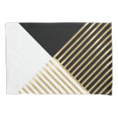 Moderne Schwarz-weiß geometrische Goldrapare Kissenbezug (Vorderseite-Links)