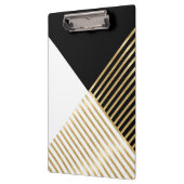 Moderne Schwarz-weiß geometrische Goldrapare Klemmbrett (Links)