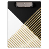 Moderne Schwarz-weiß geometrische Goldrapare Klemmbrett (Vorderseite)