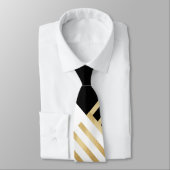 Moderne Schwarz-weiß geometrische Goldrapare Krawatte (Gebunden)