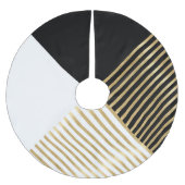 Moderne Schwarz-weiß geometrische Goldrapare Polyester Weihnachtsbaumdecke (Vorderseite)