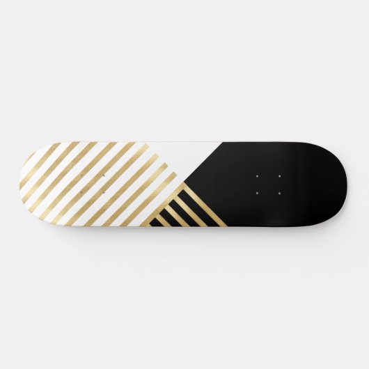 Moderne Schwarz-weiß geometrische Goldrapare Skateboard (Horizontal)