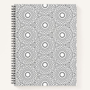 Moderne Schwarz-Weiß-Geometrische Mandala-Muster Notizblock