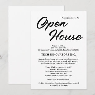Moderne Schwarz-Weiß-Geschäftseröffnung Hausouvert Einladung