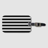 Moderne, schwarz-weiß gestreifte Gepäckmarke Gepäckanhänger (Vorderseite (Horizontal))
