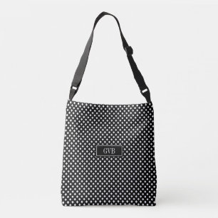 Moderne Schwarz-Weiß-Gingham-Kreuz-Tasche Tragetaschen Mit Langen Trägern