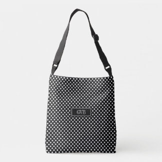 Moderne Schwarz-Weiß-Gingham-Kreuz-Tasche Tragetaschen Mit Langen Trägern