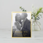 Moderne Schwarz-weiß Gold Foto Hochzeit Vielen Dan Folie Einladungspostkarte (Stehend vorne)