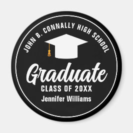 Moderne Schwarz-weiß Graduate 2025 Graduation Part Magnet