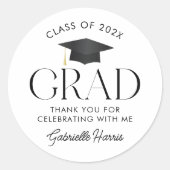 Moderne Schwarz-Weiß-Graduierungsklammer Runder Aufkleber (Vorderseite)