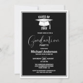 Moderne Schwarz-Weiß-Graduierungspartei Einladung (Vorderseite)