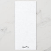 Moderne Schwarz-Weiß-Grafik-Leaf-Hochzeit Menükarte (Rückseite)