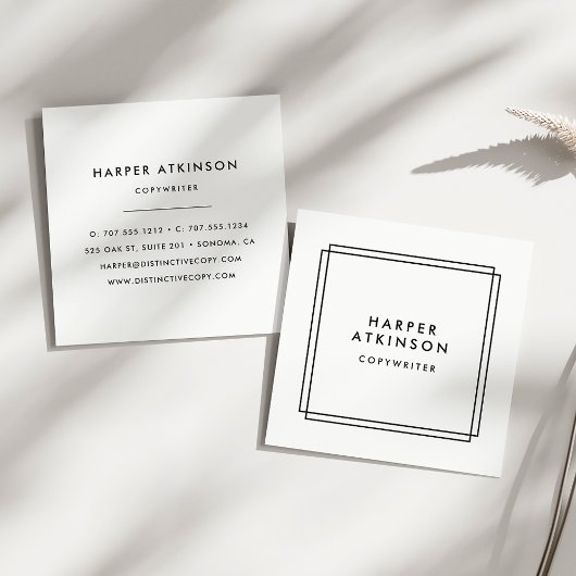 Moderne Schwarz-Weiß-Grenze Quadratische Visitenkarte