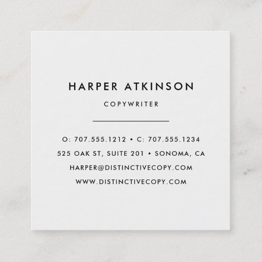 Moderne Schwarz-Weiß-Grenze Quadratische Visitenkarte (Rückseite)