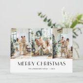 Moderne Schwarz-Weiß-Grünflächen FotoCollage Feiertagskarte (Stehend Vorderseite)