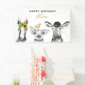 Moderne Schwarz-Weiß Hand gezeichnet Barnyard Gebu Banner (Insitu)