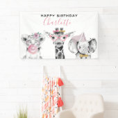 Moderne Schwarz-Weiß-Handgezeichnete Safari Geburt Banner (Insitu)