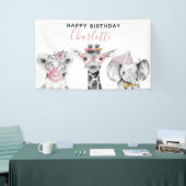 Moderne Schwarz-Weiß-Handgezeichnete Safari Geburt Banner (Messeveranstaltung)