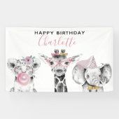 Moderne Schwarz-Weiß-Handgezeichnete Safari Geburt Banner (Horizontal)