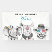 Moderne Schwarz-Weiß-Handgezeichnete Safari Geburt Banner (Horizontal)