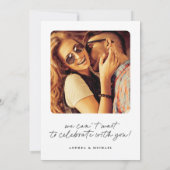 Moderne Schwarz-Weiß-Handschrift Herz-Hochzeit Einladung (Rückseite)