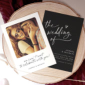 Moderne Schwarz-Weiß-Handschrift Herz-Hochzeit Einladung