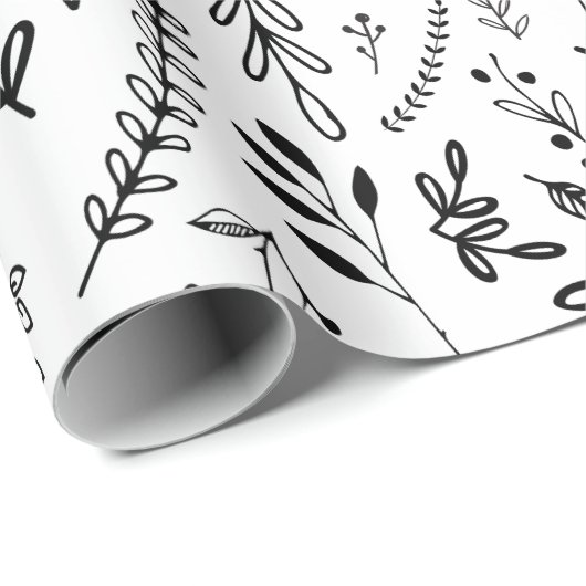 Moderne Schwarz-Weiß-Handzeichnung Geschenkpapier (Rolleneckpunkt)