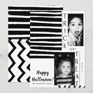 Moderne Schwarz-Weiß-Hochkontrast-Halloween-Foto Einladung