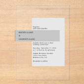 Moderne Schwarz-Weiß-Hochzeit Acryleinladungen (Vorderseite)