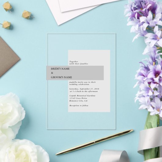 Moderne Schwarz-Weiß-Hochzeit Acryleinladungen (In Situ (Hochzeit))