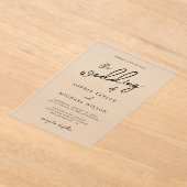 Moderne Schwarz-Weiß-Hochzeit Acryleinladungen (Ablage )