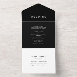 Moderne Schwarz-Weiß-Hochzeit All In One Einladung