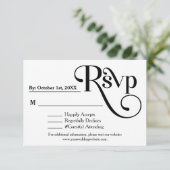 Moderne Schwarz-Weiß-Hochzeit "Be our Guest" RSVP (Stehend Vorderseite)
