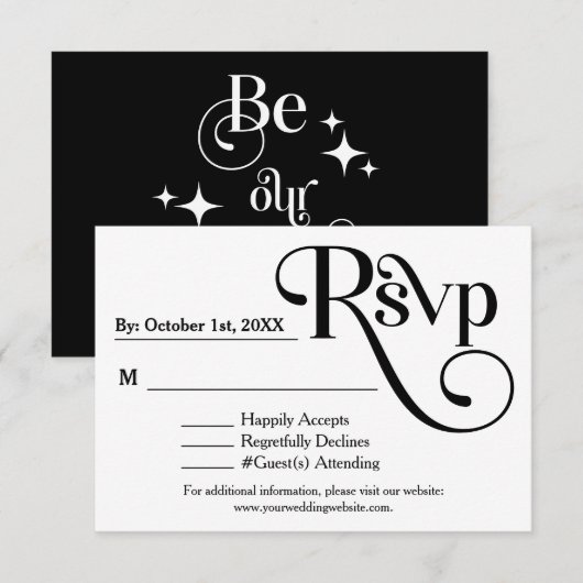 Moderne Schwarz-Weiß-Hochzeit "Be our Guest" RSVP Karte (Vorne/Hinten)