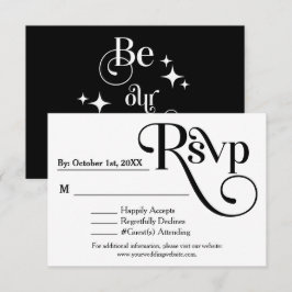 Moderne Schwarz-Weiß-Hochzeit "Be our Guest" RSVP Karte