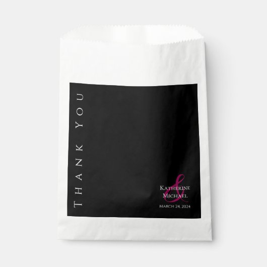 Moderne Schwarz-Weiß-Hochzeit Danke Geschenktütchen (Vorderseite)