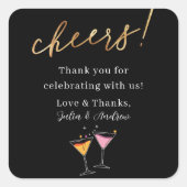 Moderne Schwarz & Weiß Hochzeit Danke Sticker (Vorderseite)