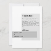 Moderne Schwarz-Weiß-Hochzeit Dankeskarte (Vorderseite)