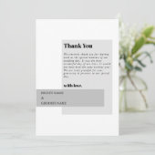 Moderne Schwarz-Weiß-Hochzeit Dankeskarte (Stehend Vorderseite)