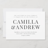 Moderne Schwarz-Weiß-Hochzeit Einladung (Vorderseite)