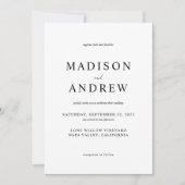 Moderne Schwarz-Weiß-Hochzeit Einladung (Vorderseite)