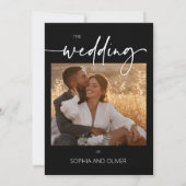 Moderne Schwarz-Weiß-Hochzeit Einladung (Rückseite)