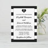 Moderne Schwarz-Weiß-Hochzeit Einladung (Stehend Vorderseite)