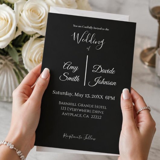 Moderne Schwarz-Weiß-Hochzeit Einladung